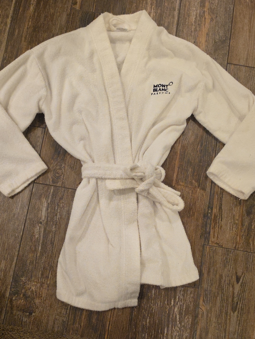 Montblanc Cream Plush Bathrobe with Embroidered Logo